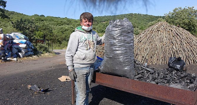 Ekmeklerini Mangal Kömürü Yaparak Kazanıyorlar 