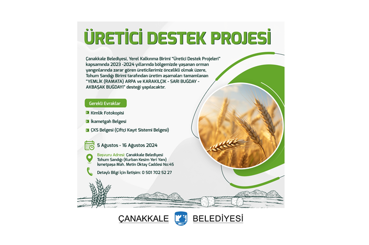 Üretici Destek Projesi Başvuruları Başlıyor